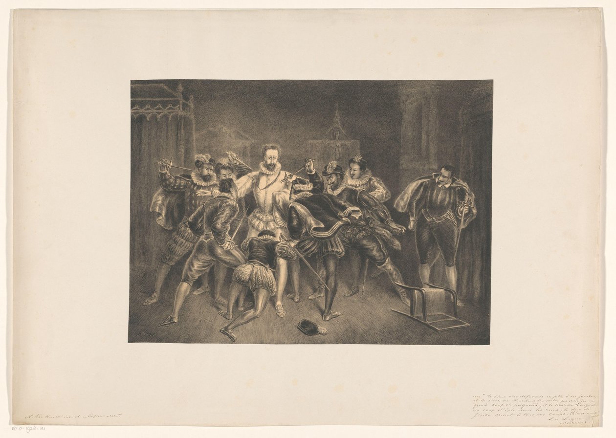 Morderstwo Henryka Guise Śmierć Henrija de Guijse autorstwa Alexander Ver Huell (signed by artist)