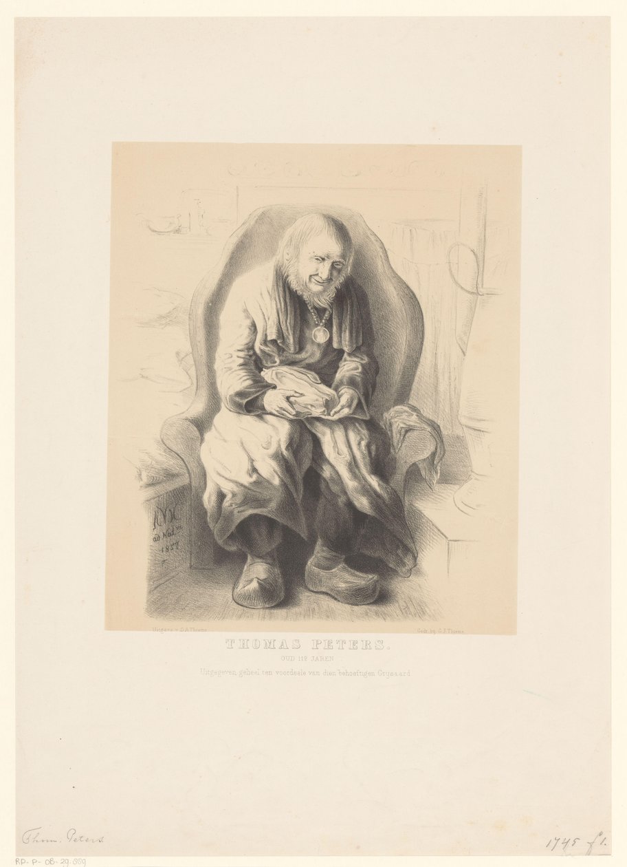 Portret Thomasa Petersa Tomasza Petersa. Stare 112 lat (tytuł na obiekcie) autorstwa Alexander Ver Huell