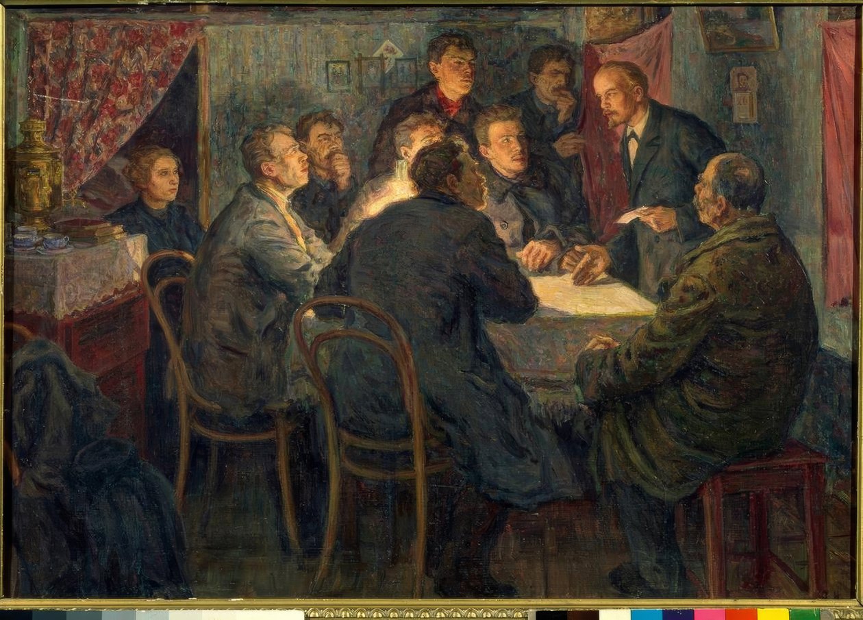 VI Lenin jako kierownik kursu marksistowskiego w Petersburgu autorstwa Alexander Viktorowitsch Morawow