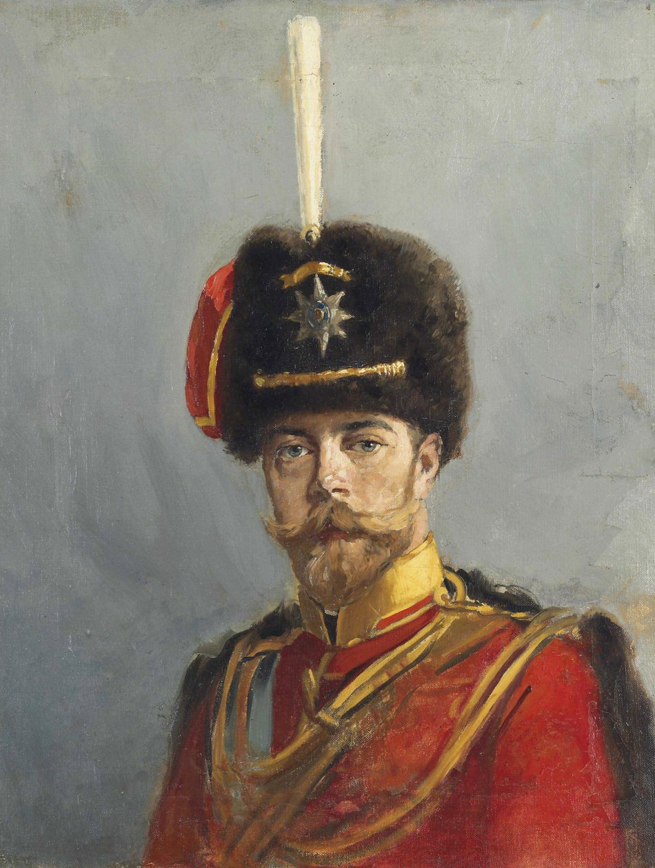 Portret cesarza Mikołaja II (1868-1918) autorstwa Makowskiego, Aleksandra Władimirowicza (1869-1924). olej na płótnie, ok. 1907, Wymiar: 62,9x47,5. Prywatna kolekcja autorstwa Alexander Vladimirovich Makovsky