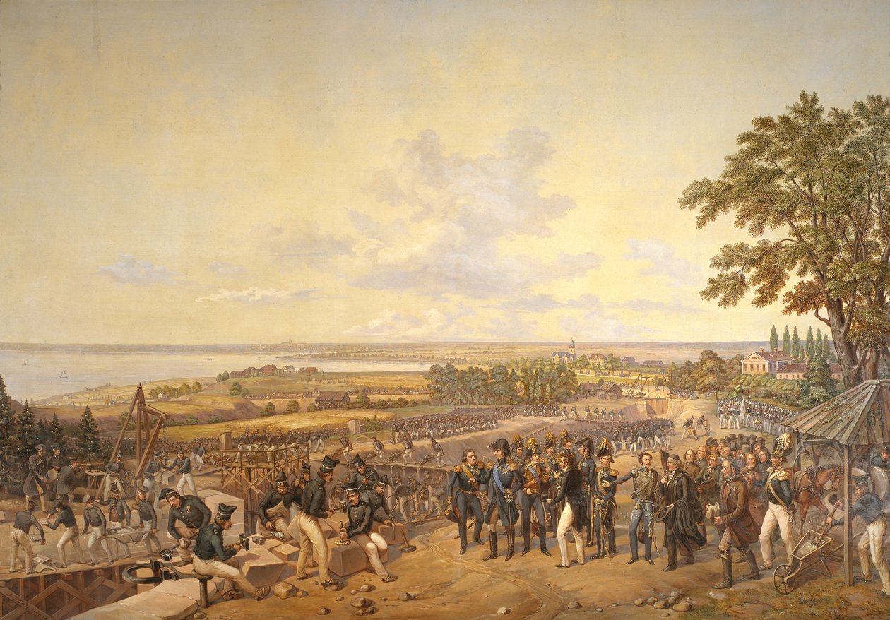 Król Szwecji Karol XIV Johan (1763-1844) Wizyta w śluzach w Berg w 1819, 1856 autorstwa Alexander Wetterling