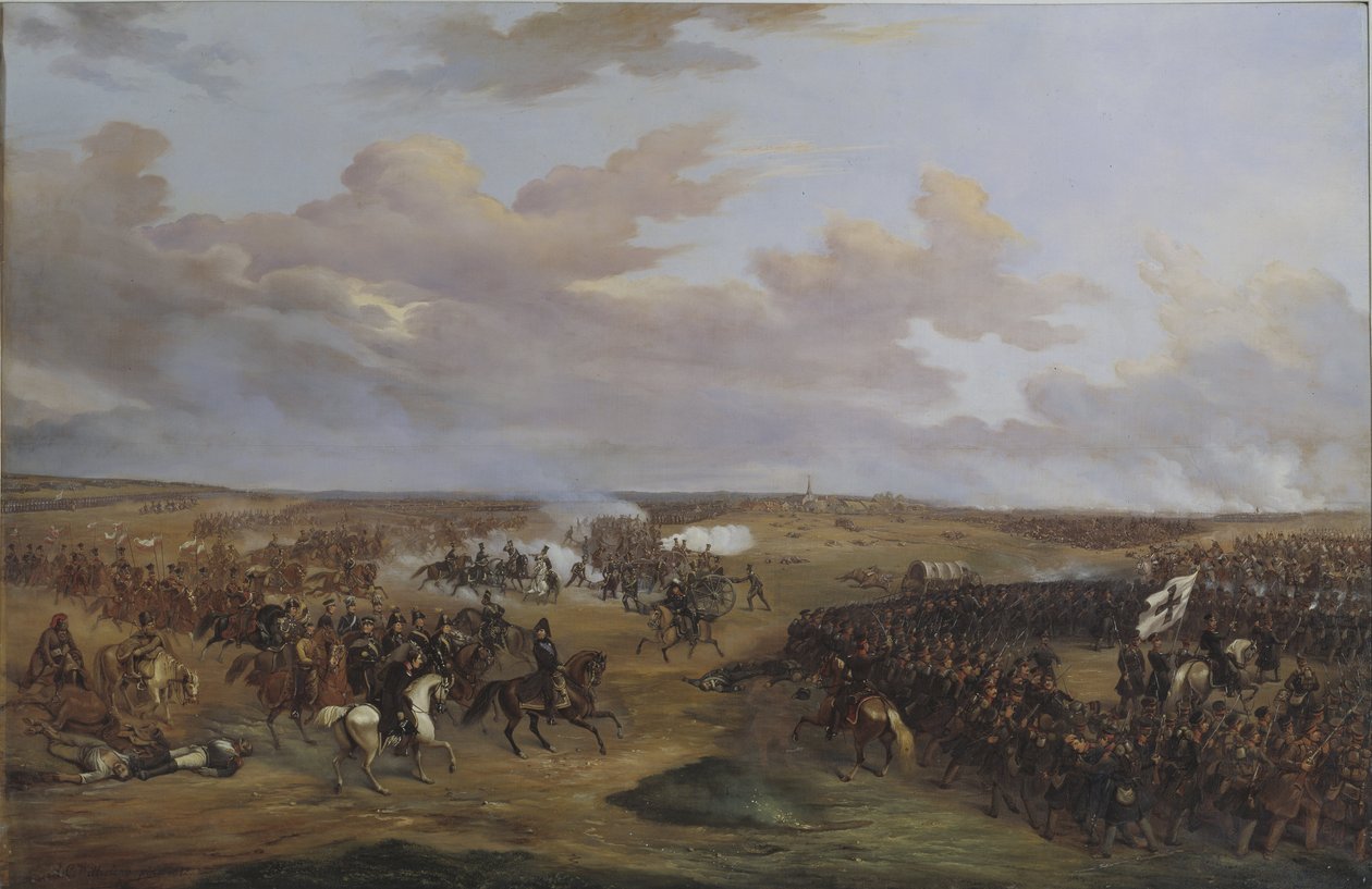 Bitwa pod Dennewitz (Niemcy), 6 września 1813 r. - Bitwa pod Dennewitz 6 września 1813 r. przez Wetterlinga Aleksandra (1796-1858). olej na płótnie autorstwa Alexander Wetterling