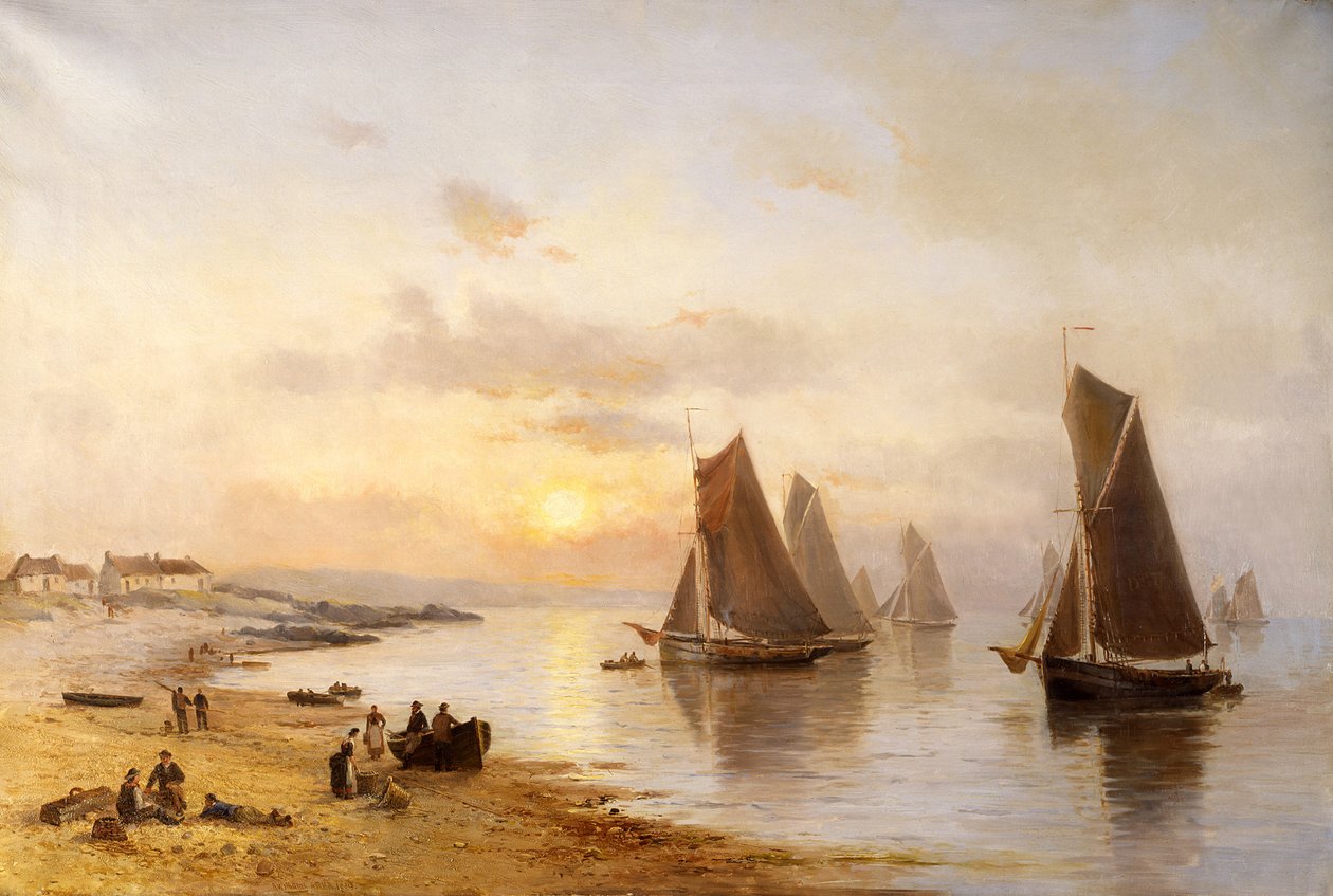 Kiedy łodzie wracają do domu, plaża Skerries, wieczór autorstwa Alexander Williams