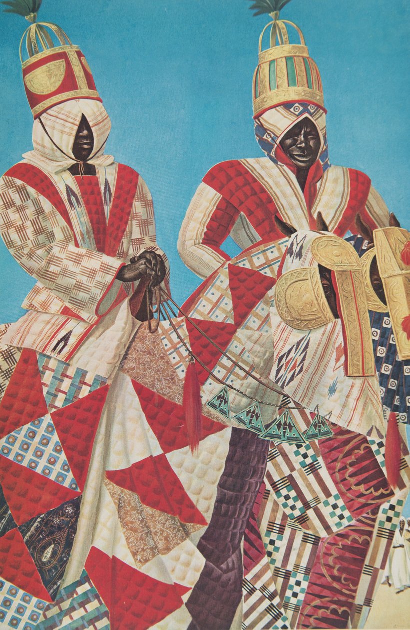 Cavaliers Djerma (Niamey), z Rysunki i obrazy Afryki, wykonane podczas wyprawy Citroen Center Africa, druga misja Haardt Audouin-Dubreuil, wyd. Paryż, 1927 autorstwa Alexander Yakovlev