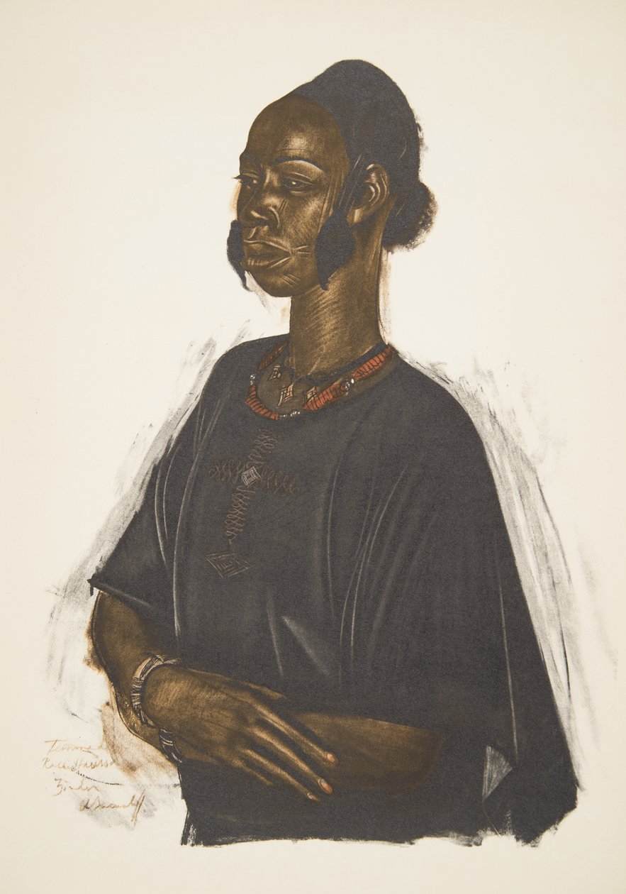 Kobieta Hausa (Zinder), z Rysunku i malarstwa Afryki, wykonana podczas wyprawy Citroen Center Afrique, druga misja Haardt Audouin-Dubreuil, wyd. Paryż, 1927 autorstwa Alexander Yakovlev