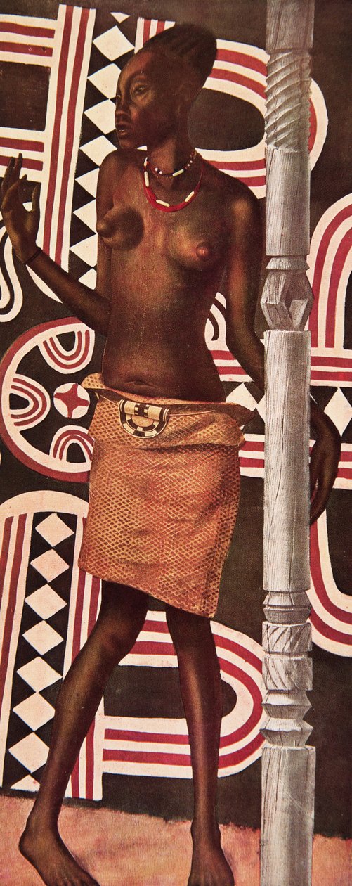 Molende, la Mangbetou, z Rysunki i obrazy Afryki, wykonane podczas wyprawy Citroen Centre Afrique, druga misja Haardt Audouin-Dubreuil, wyd. Paryż, 1927 autorstwa Alexander Yakovlev