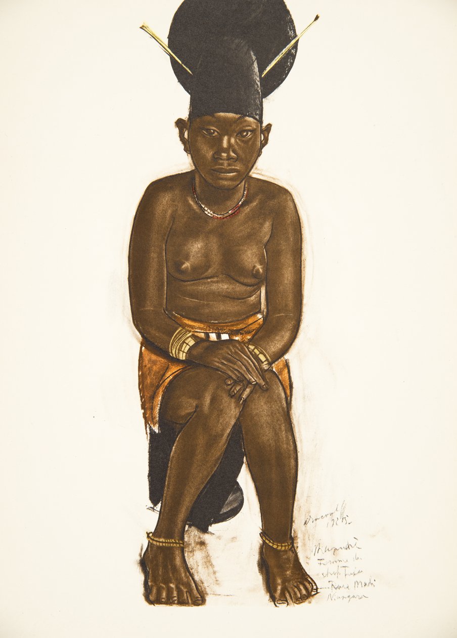 Napudre, żona Tuby (Niangara) Haut Ouelle, z Rysunków i obrazów Afryki, wykonana podczas wyprawy Citroen Center Africa, druga misja Haardt Audouin-Dubreuil, wyd. Paryż, 1927 ( autorstwa Alexander Yakovlev