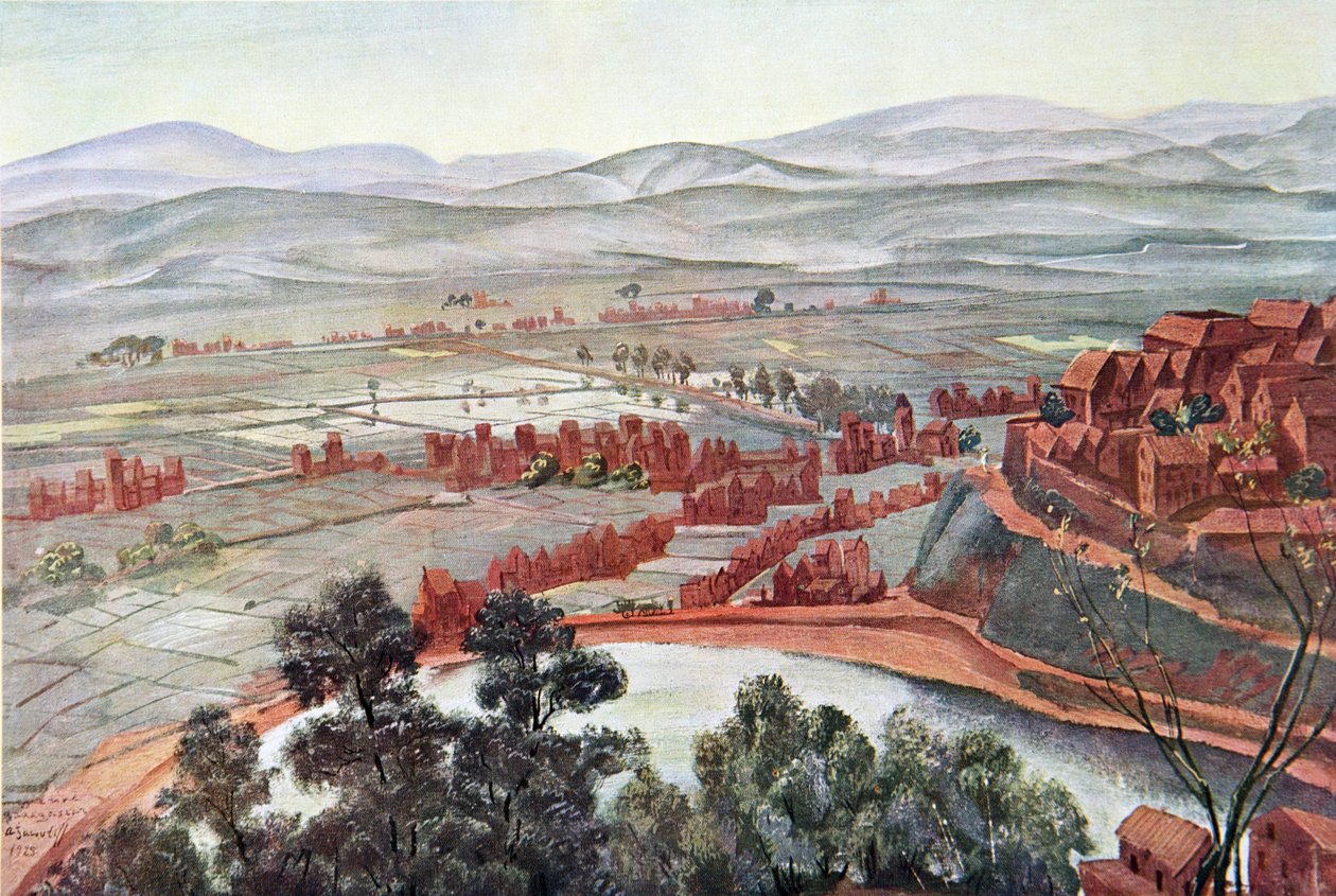 Antananarywa, widok Pałacu Królowej, z Rysunku i Malarstwa Afryki, wykonanego podczas wyprawy Citroen Centre Afrique, druga misja Haardt Audouin-Dubreuil, wyd. Paryż, 1927 (kolor l autorstwa Alexander Yakovlev