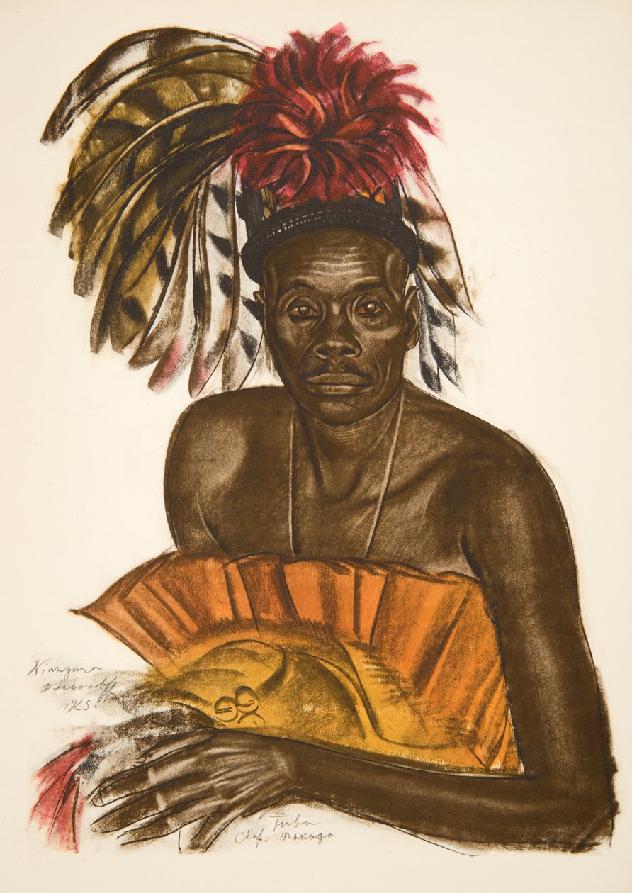 Tuba, szef kuchni Matchaga (Niangara (haut Ouelle), z Rysunku i malarstwa Afryki, wykonany podczas wyprawy Citroen Centre Afrique, druga misja Haardt Audouin-Dubreuil, wyd. Paryż, 1927 (współpraca autorstwa Alexander Yakovlev