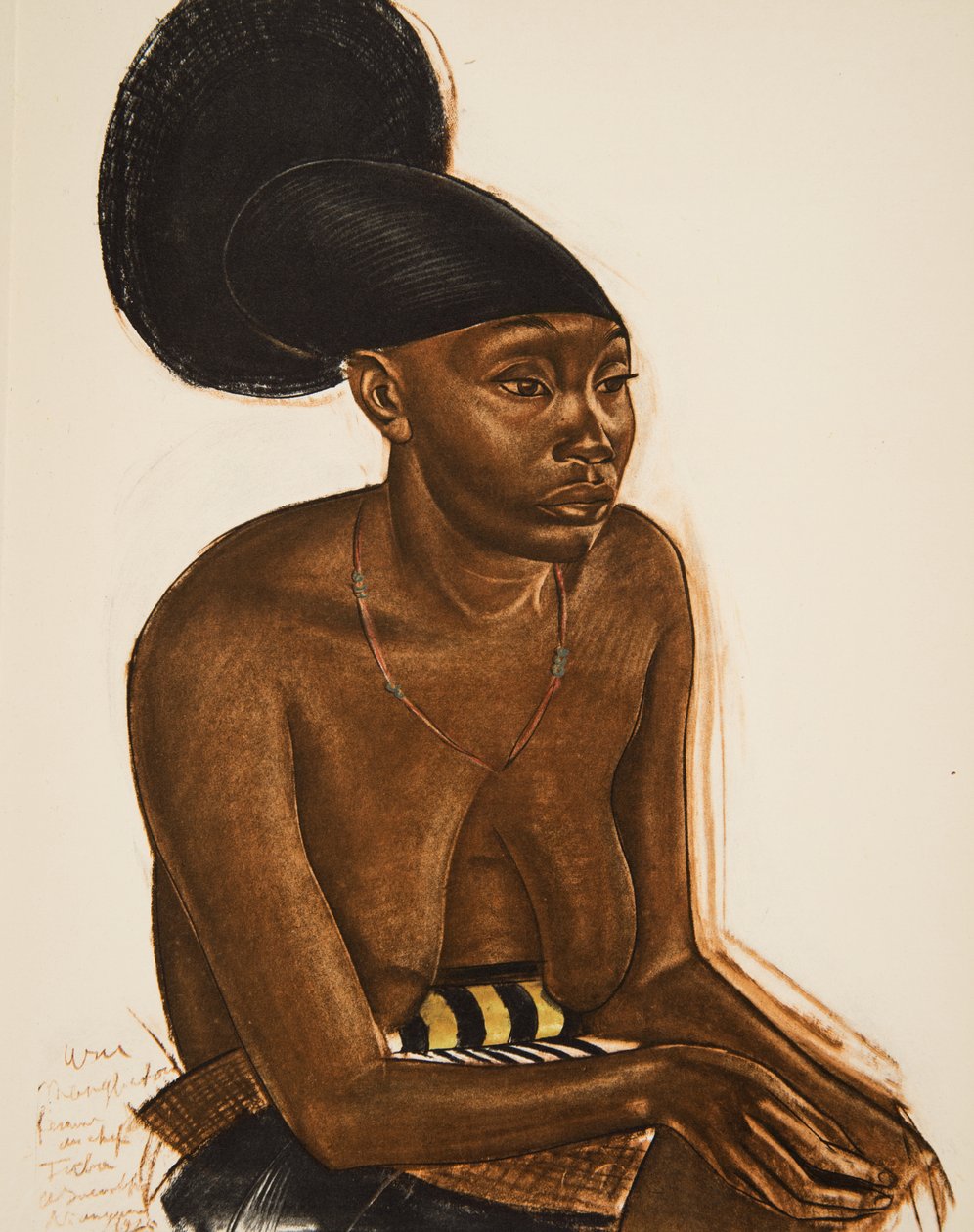 Uru, la Mangbeou (Niangara) haut Ouelle, z Rysunki i obrazy Afryki, wykonane podczas wyprawy Citroen Centre Afrique, druga misja Haardt Audouin-Dubreuil, wyd. Paryż, 1927 (kolor autorstwa Alexander Yakovlev