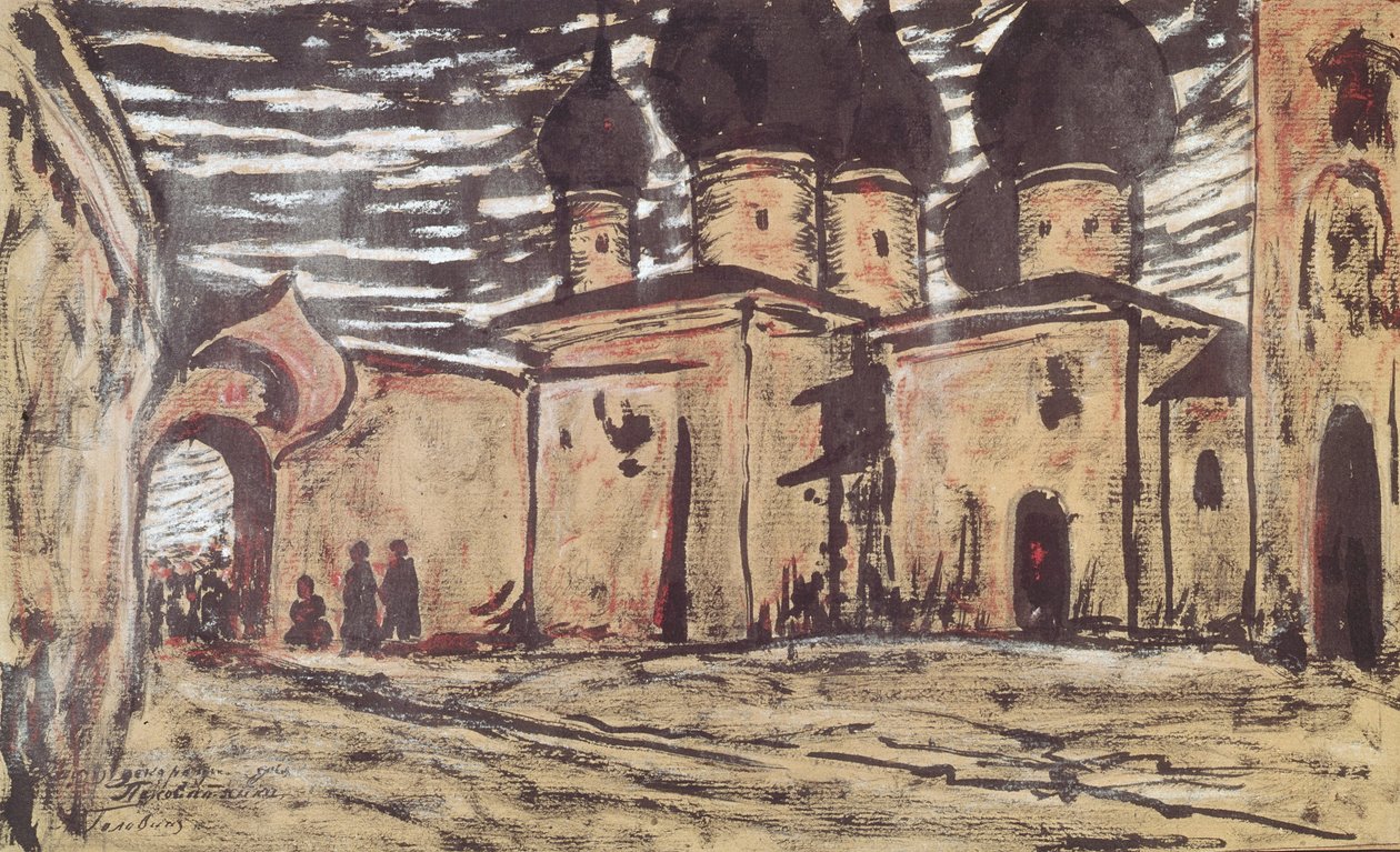 Scenografia do opery Pskowska Maiden N. Rimskiego-Korsakowa, ok. 1930 r. autorstwa Alexander Yakovlevich Golovin