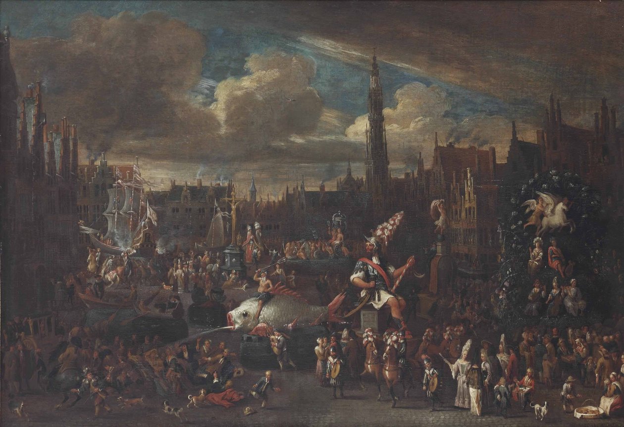 Ommegang w Antwerpii przy Meir autorstwa Alexander van Bredael