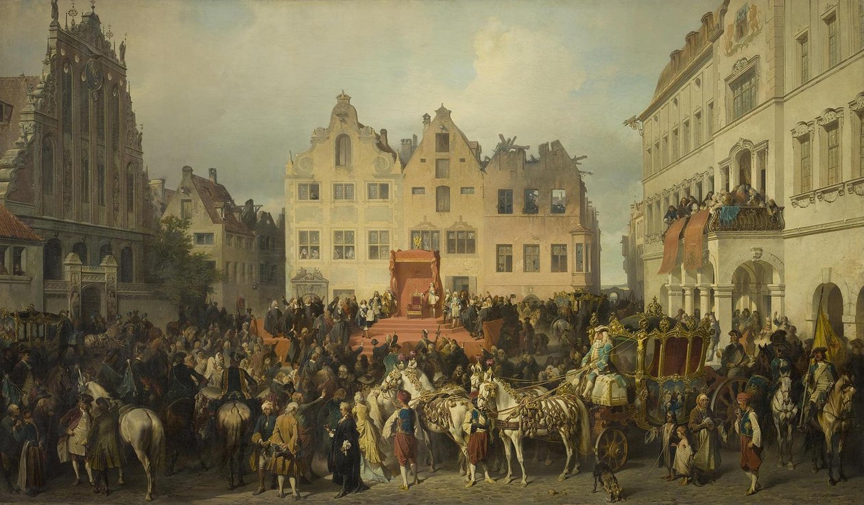 Ryga przysięgająca wierność Piotrowi Wielkiemu, 1710, 1868 autorstwa Alexander von Kotzebue
