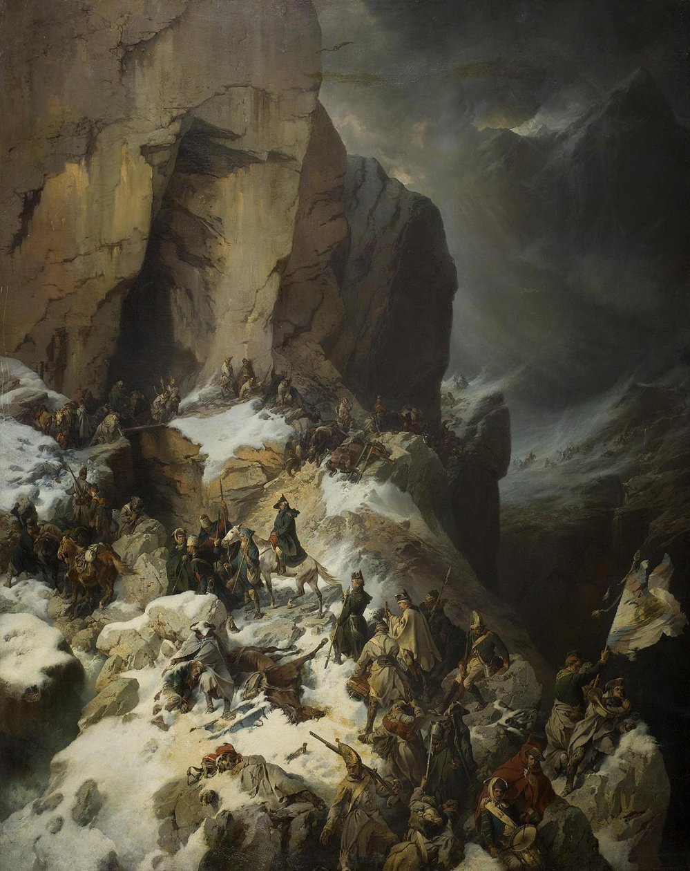 Suworow przekraczający przełęcz Panix, 1860 autorstwa Alexander von Kotzebue