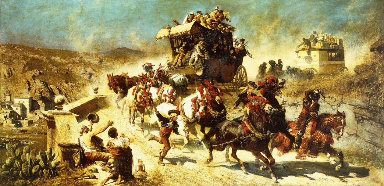 Hiszpański trener poczty w Toledo, autorstwa Alexander von Wagner