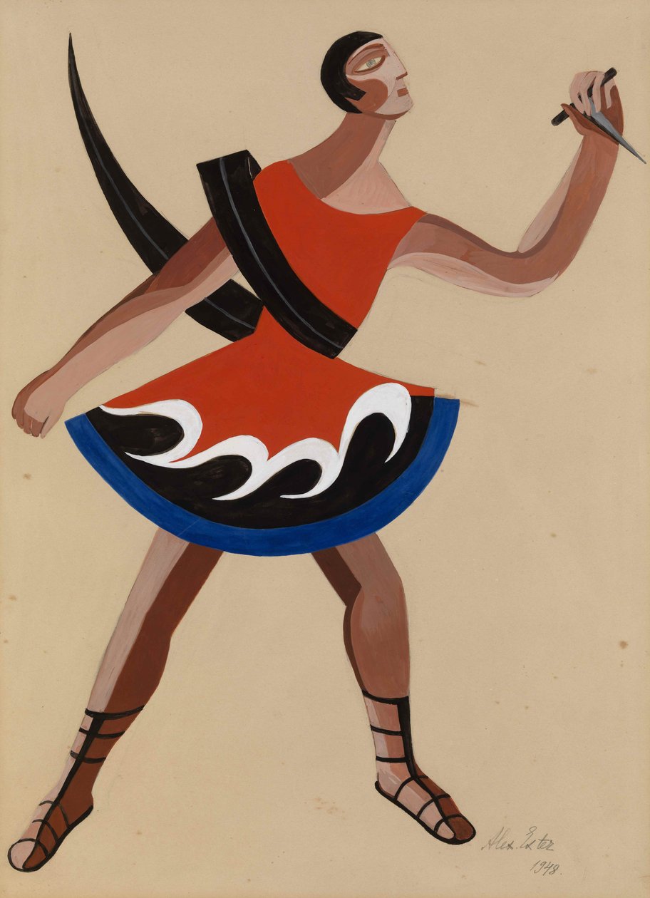 Projekt kostiumów do sztuki The Fenician Women Eurypidesa, 1948 autorstwa Alexandra Alexandrowna Exter
