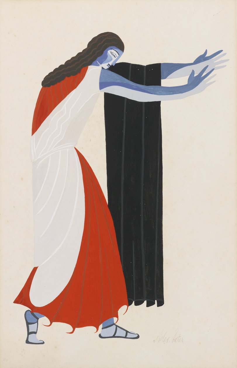 Projekt kostiumu do sztuki Siedmiu przeciw Tebom Ajschylosa, 1925 autorstwa Alexandra Alexandrowna Exter