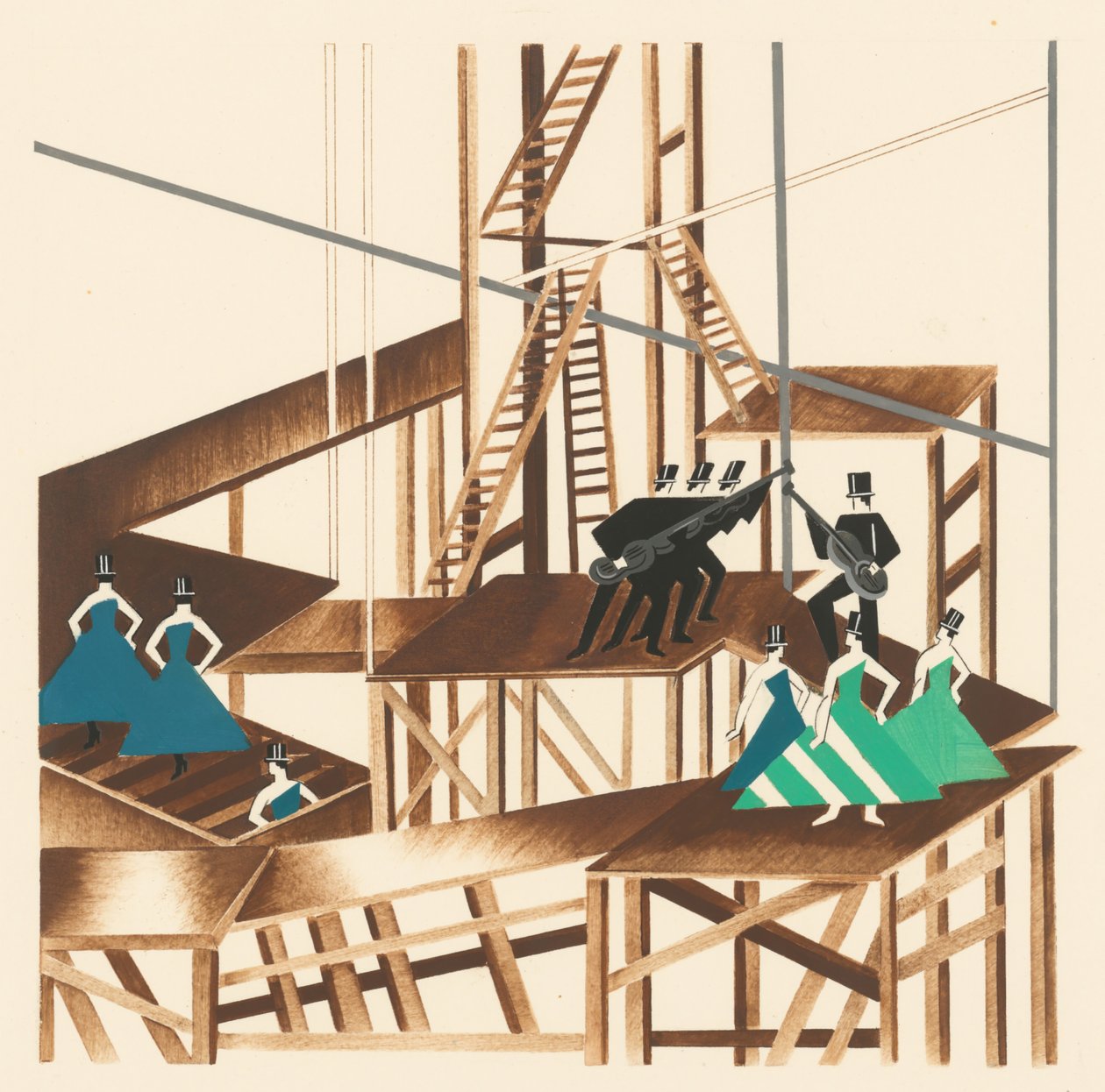 Projekt sceniczny z portfolio Decors de Théâtre, 1930. autorstwa Alexandra Alexandrowna Exter
