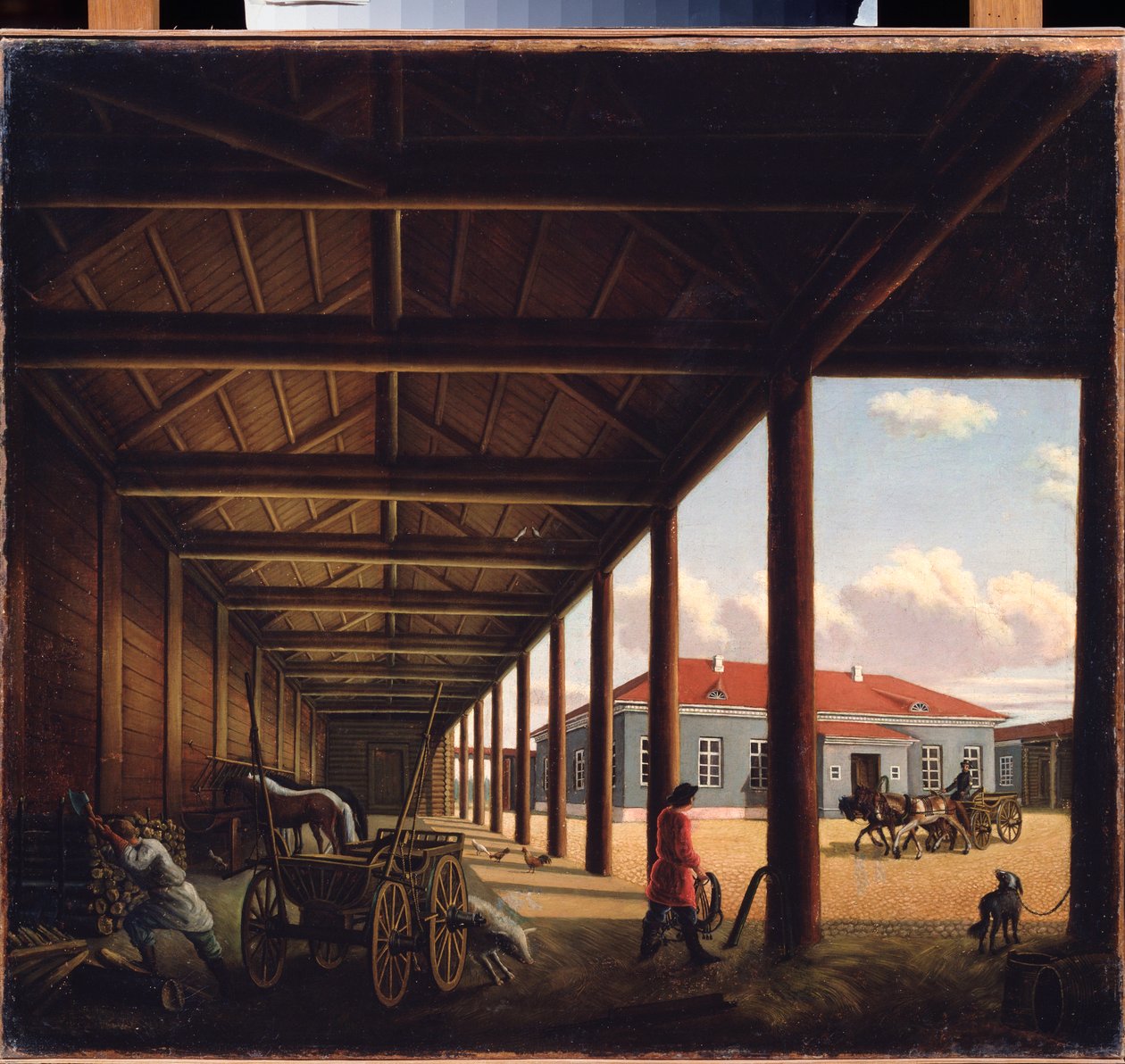 Stacja Dyliżansowa - Obraz Aleksandry Aleksiejewny Wenetsianowej (1816-1882), olej na płótnie, sztuka rosyjska XIX wiek - Regionalna Galeria Sztuki, Twer (Rosja) autorstwa Alexandra Alexeyevna Venetsianova