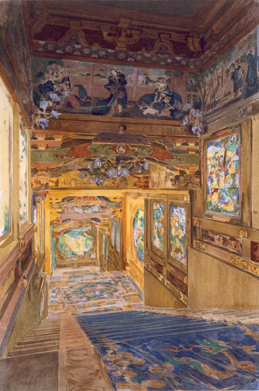 Japońska wieża w Parku Królewskim w Laeken, Belgia, z „Orientalisme et Architecture Contemporaine” autorstwa Alexandre Auguste Louis Marcel