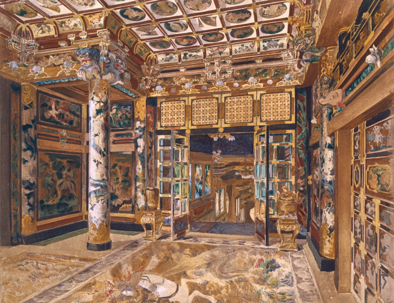 Japońska wieża w Parku Królewskim w Laeken, Belgia, z „Orientalisme et Architecture Contemporaine” autorstwa Alexandre Auguste Louis Marcel