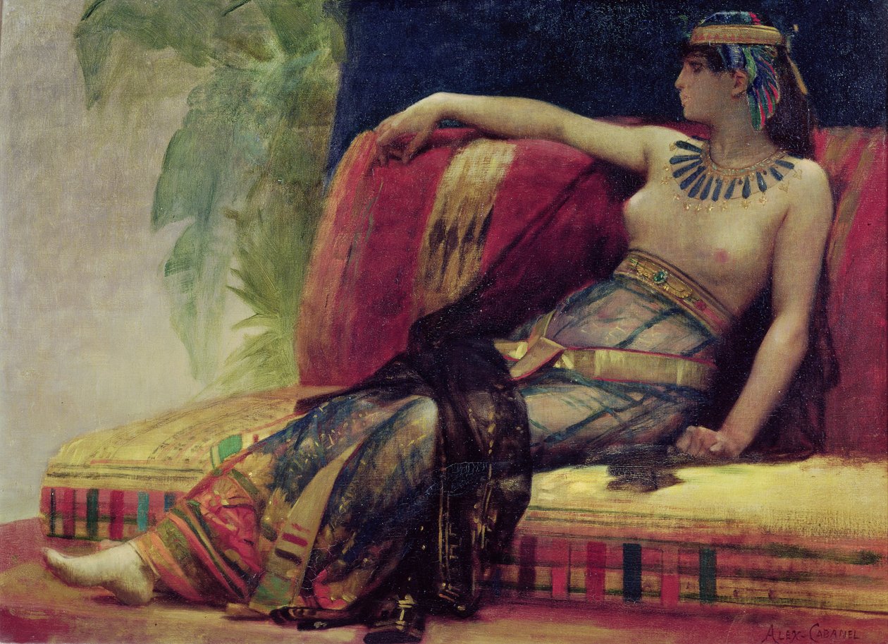 Kleopatra (69-30 pne), studium przygotowawcze do „Cleopatra Testing Poisons on Condemned Prisoners” autorstwa Alexandre Cabanel