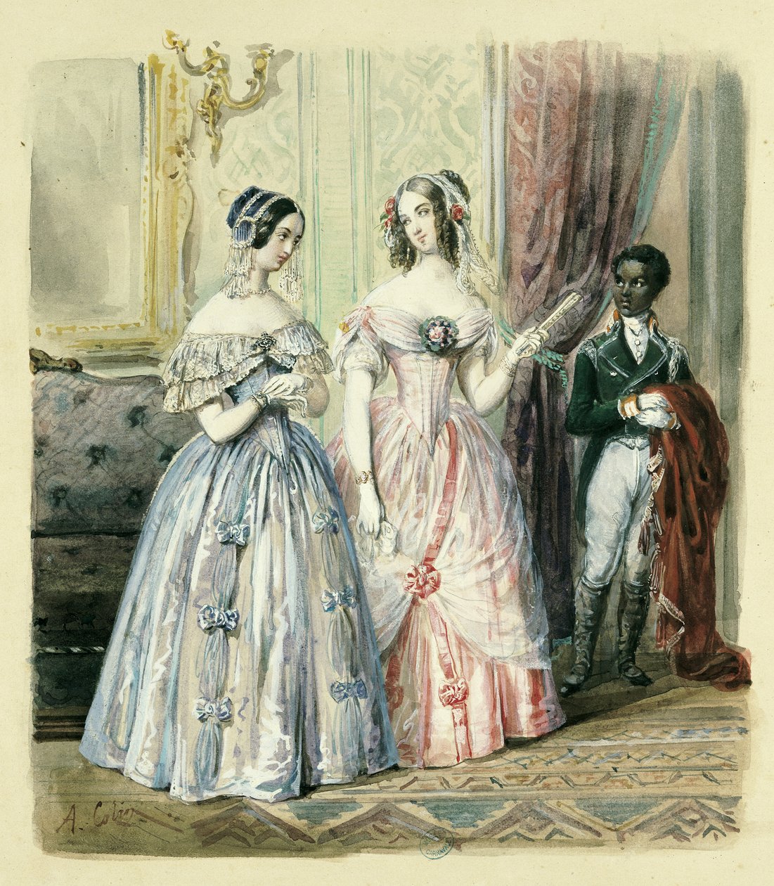 Wyjazd na bal, 1830-48 (wc na papierze) autorstwa Alexandre Colin