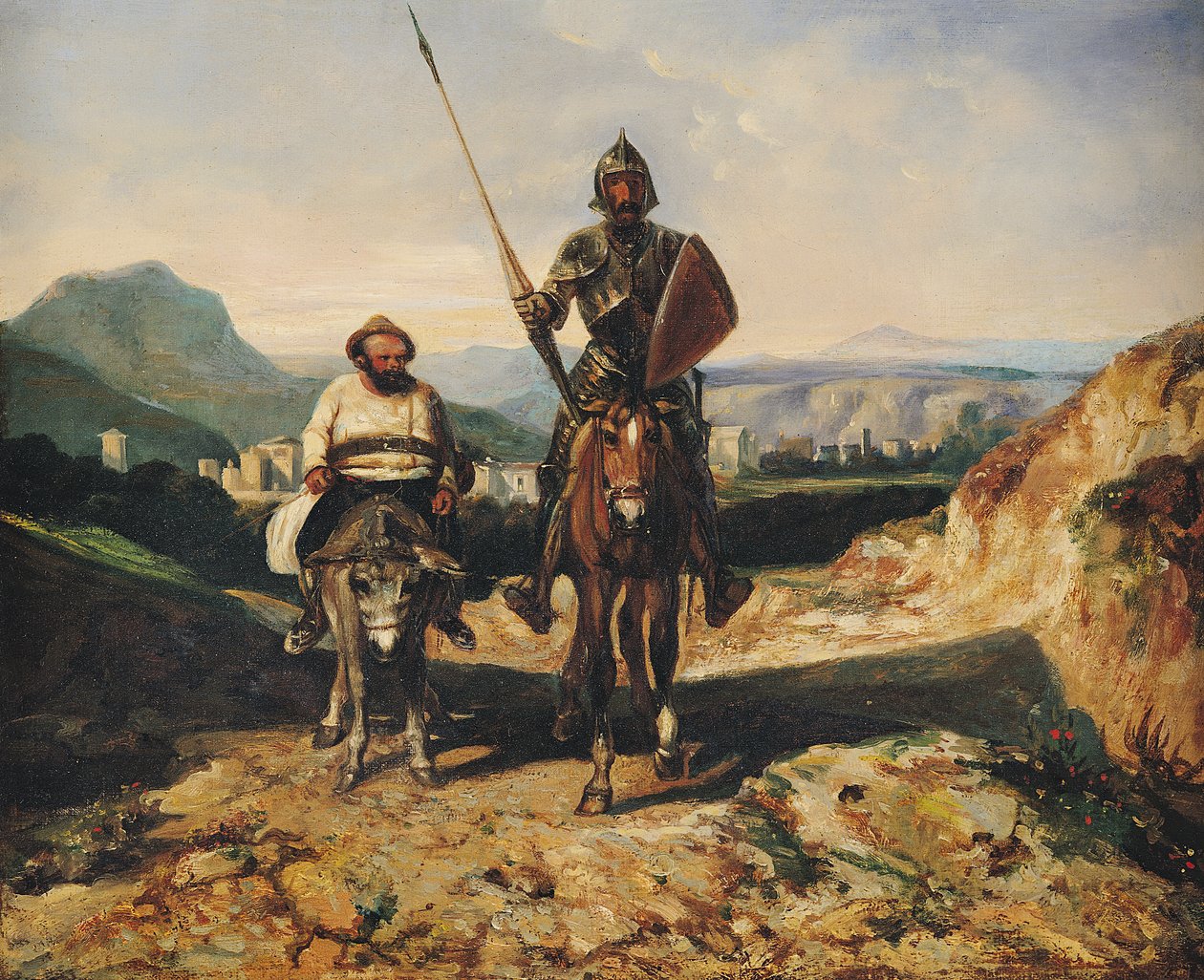 Don Kichot i Sancho autorstwa Alexandre Gabriel Decamps