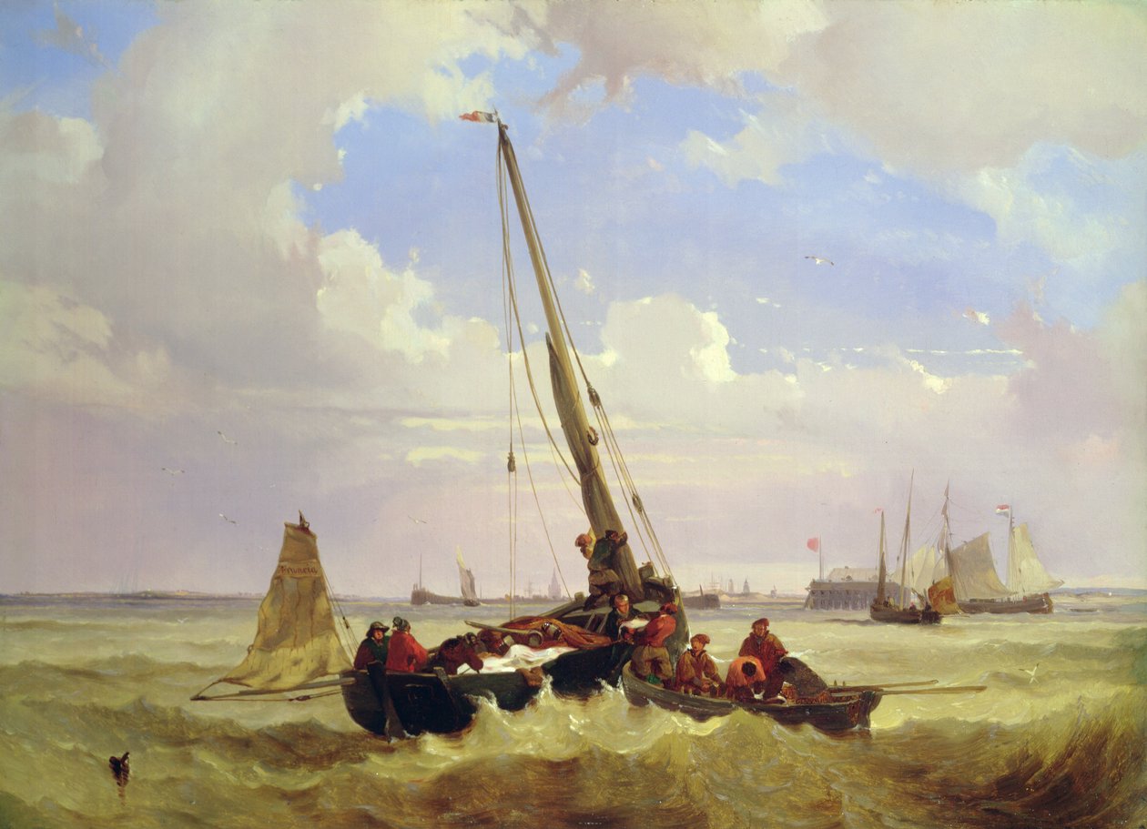Statki rybackie przy Calais (malowanie) autorstwa Alexandre T. Francia