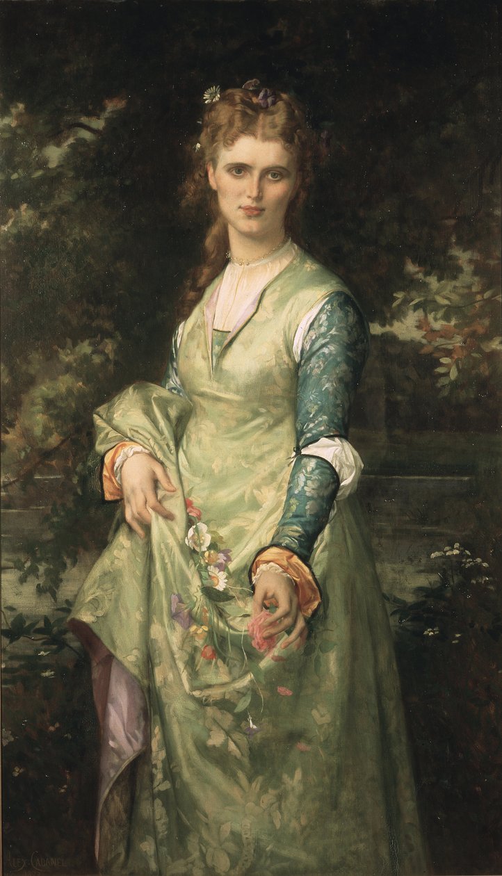 Christina Nilsson en Ophelie - Christina Nilsson (1843-1921) jako Ofelia, autorstwa Cabanela, Alexandre (1823-1889). olej na płótnie autorstwa Alexandre Cabanel