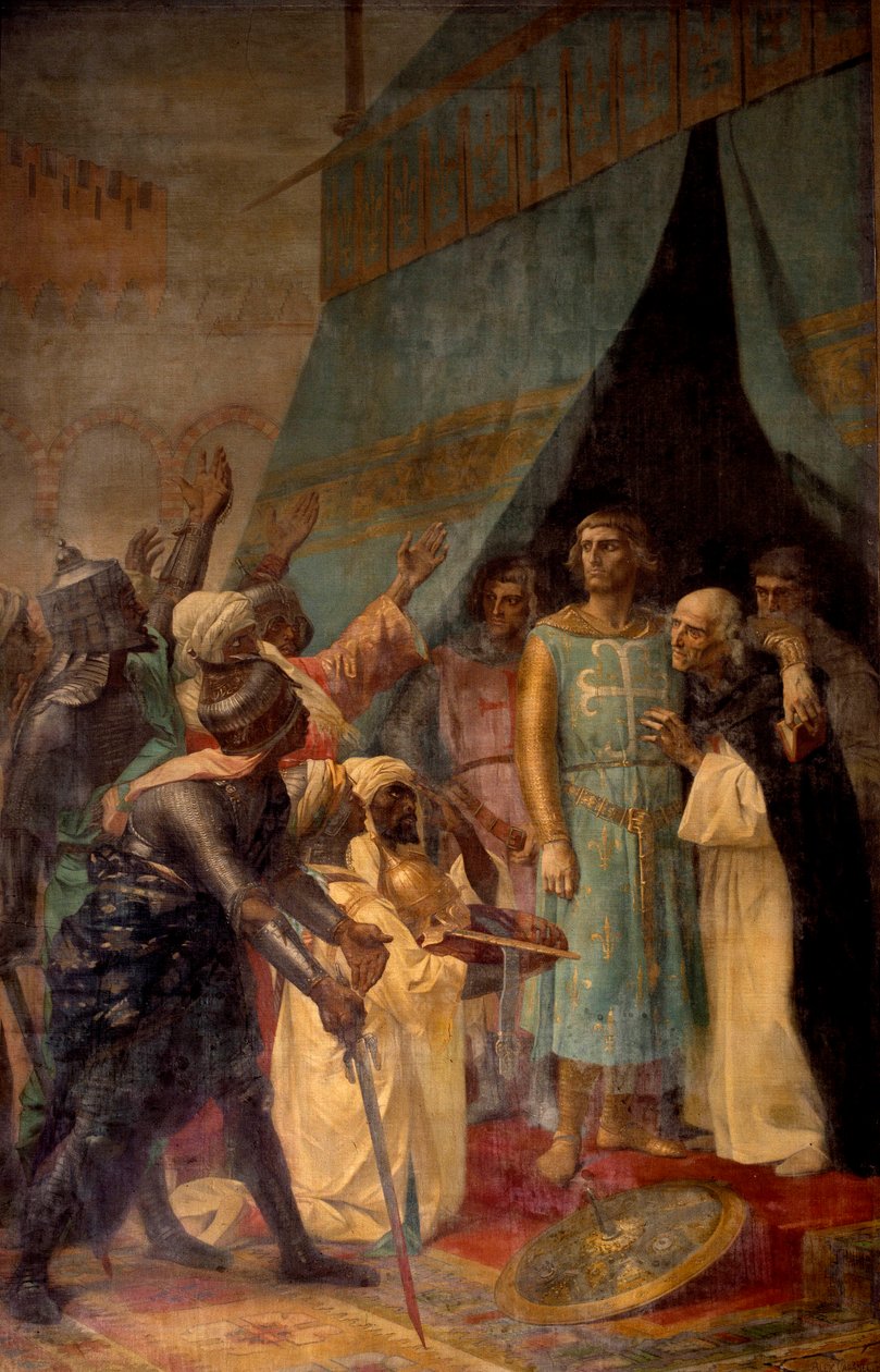 Siódma Krucjata: Król Ludwik IX (Saint Louis) (1214-1270) w Jerozolimie. Obraz Alexandre Cabanela (1823-1889) XIX-wieczny Paryż, Panteon autorstwa Alexandre Cabanel