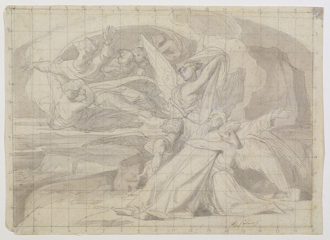 Study for The Death of Moses, 1851 (pióro i atrament, pranie, ołówek i gwasz na papierze) (zob. 225068) autorstwa Alexandre Cabanel