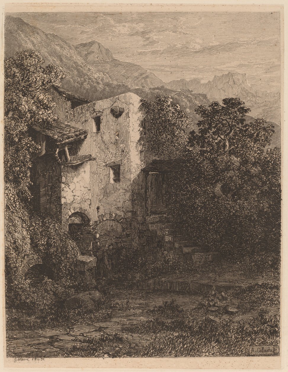 Zniszczony dom autorstwa Alexandre Calame