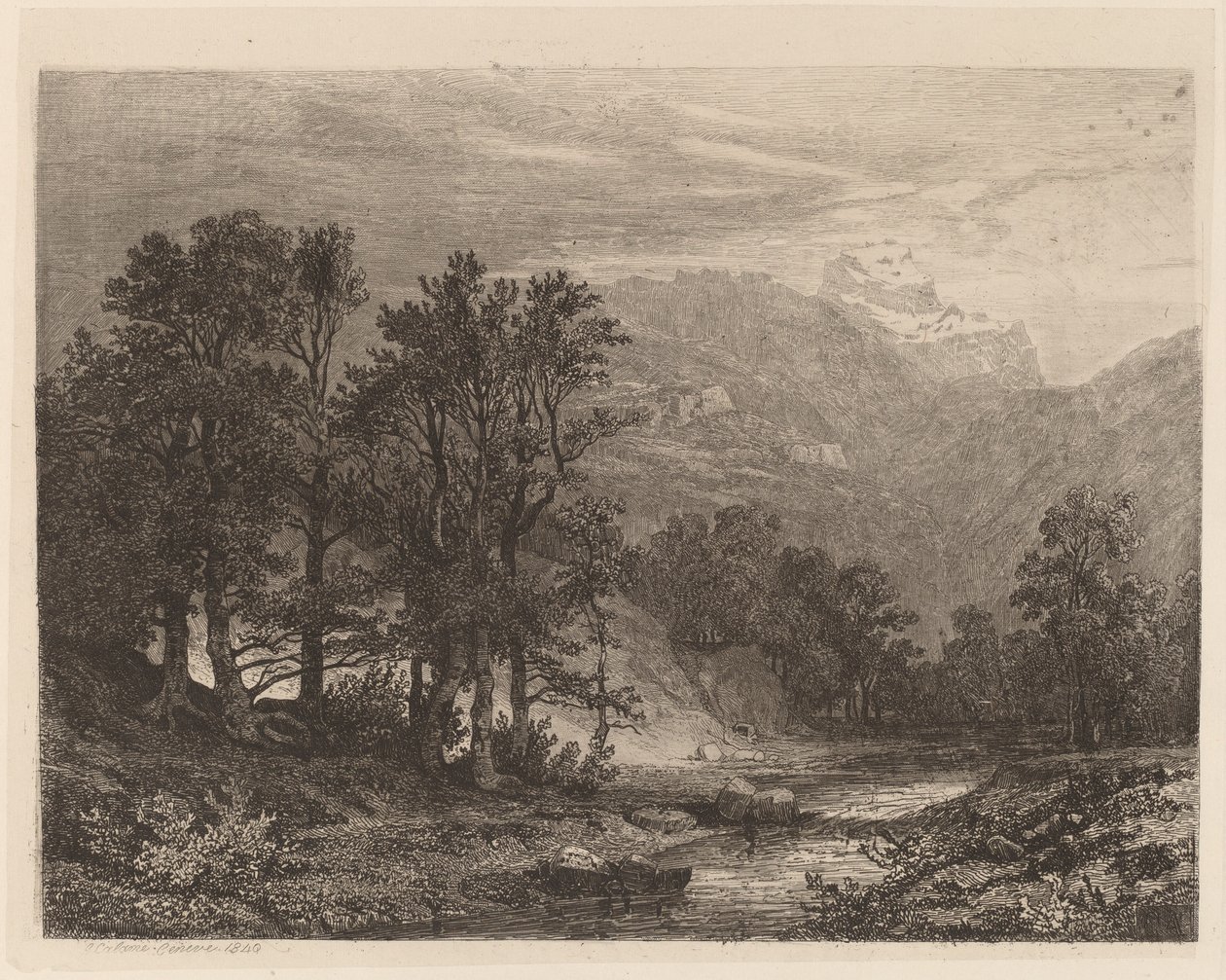 Górski potok autorstwa Alexandre Calame