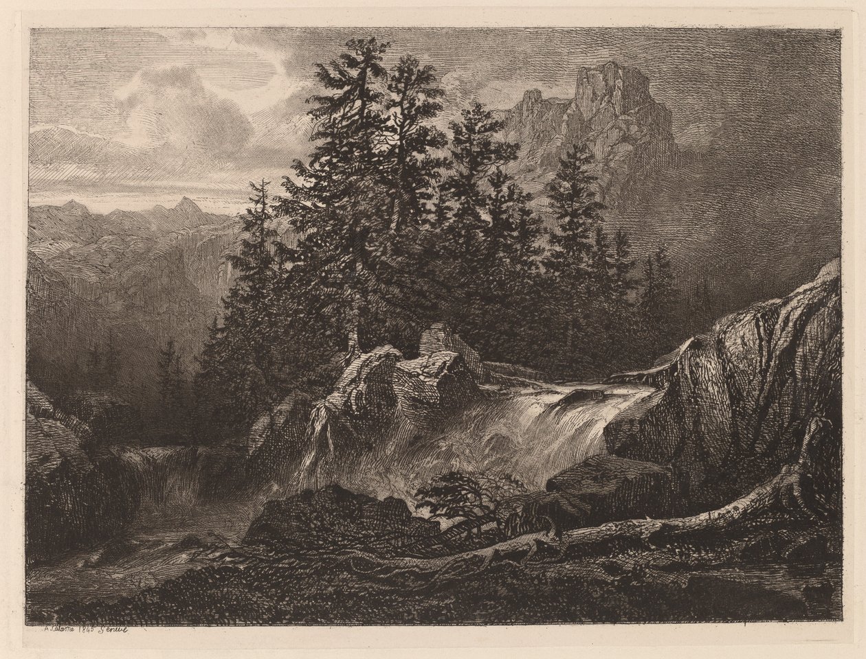 Górski wodospad autorstwa Alexandre Calame