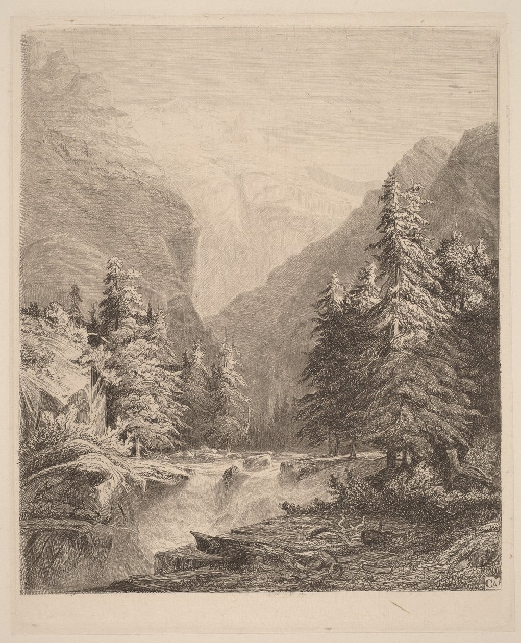 Górski wodospad autorstwa Alexandre Calame