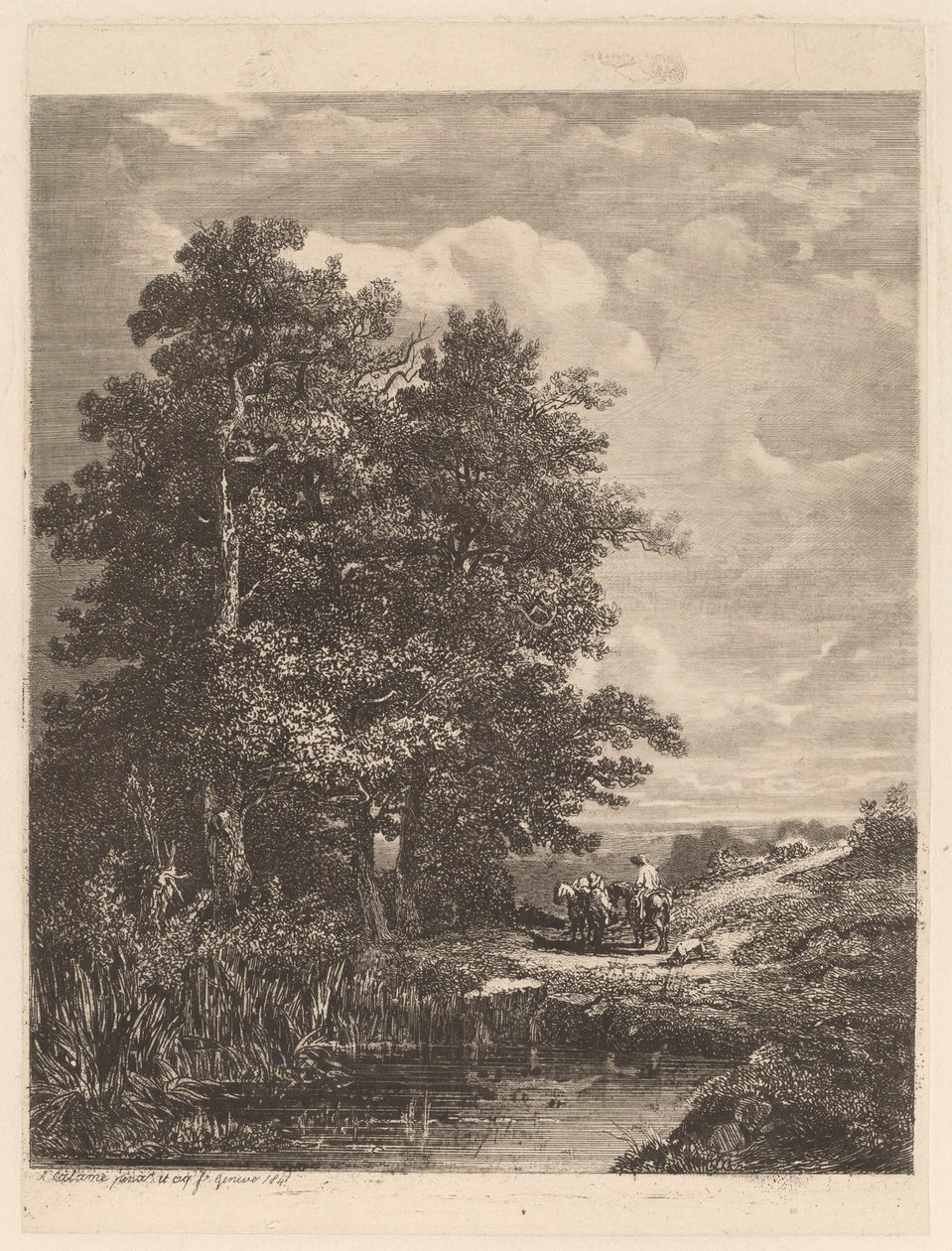 Jeźdźcy nad stawem autorstwa Alexandre Calame