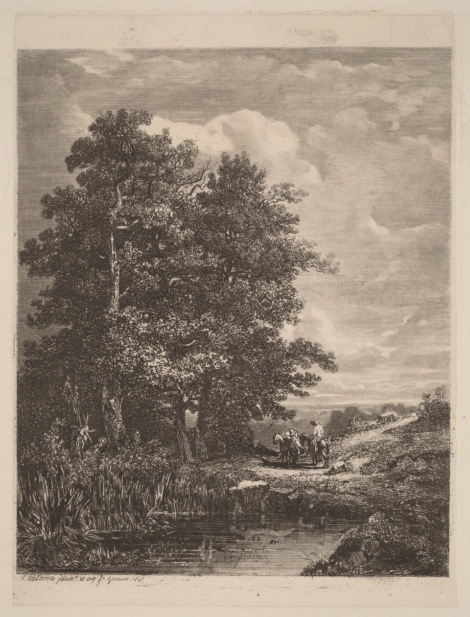 Jeźdźcy nad stawem autorstwa Alexandre Calame