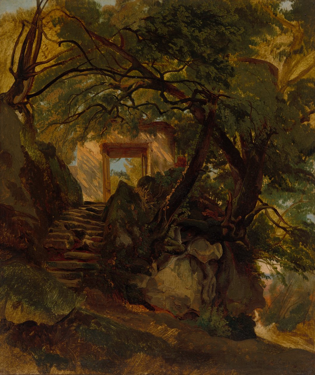 Schody w parku Villa Chigi di Ariccia autorstwa Alexandre Calame