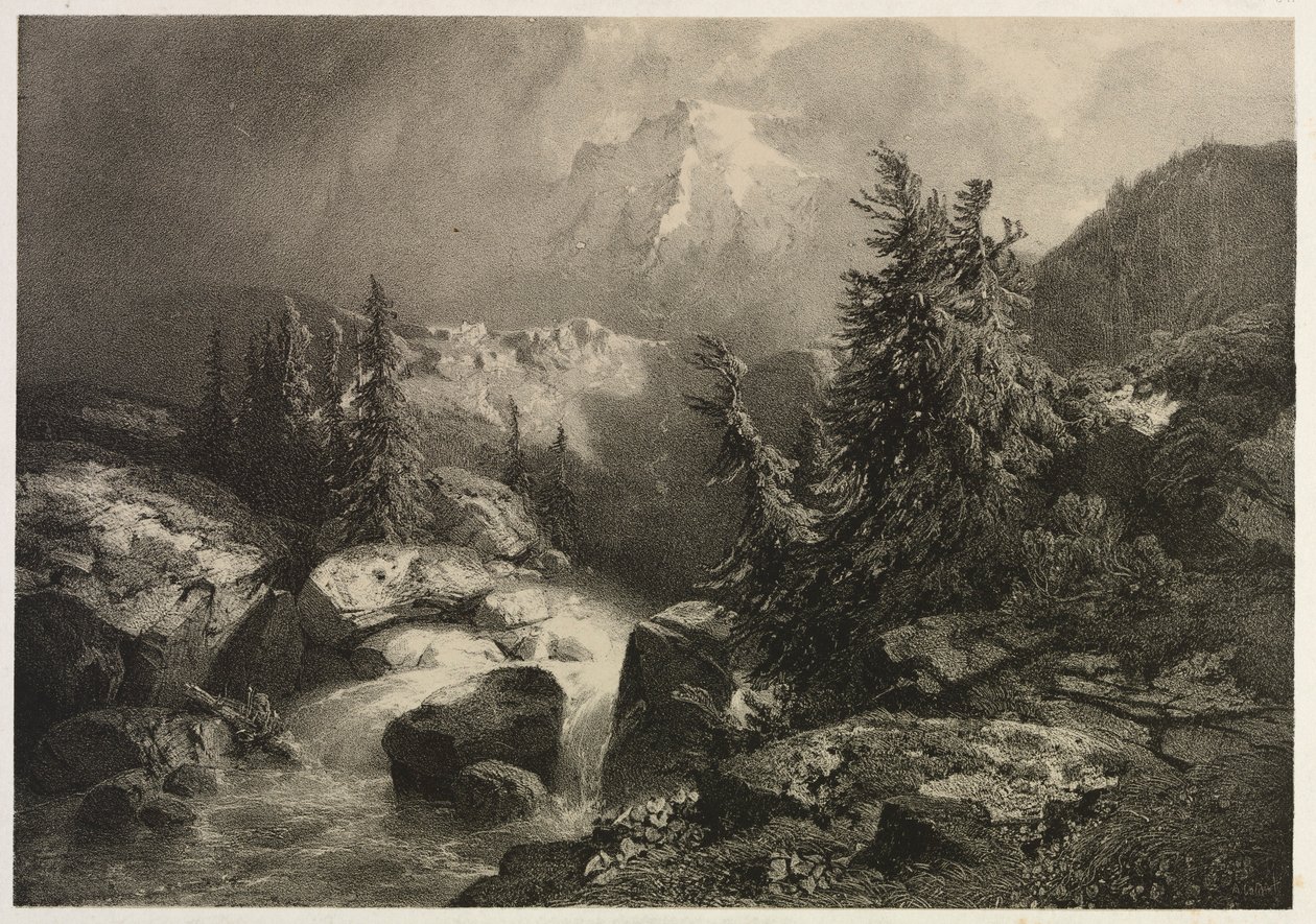 Burza w Alpach. autorstwa Alexandre Calame