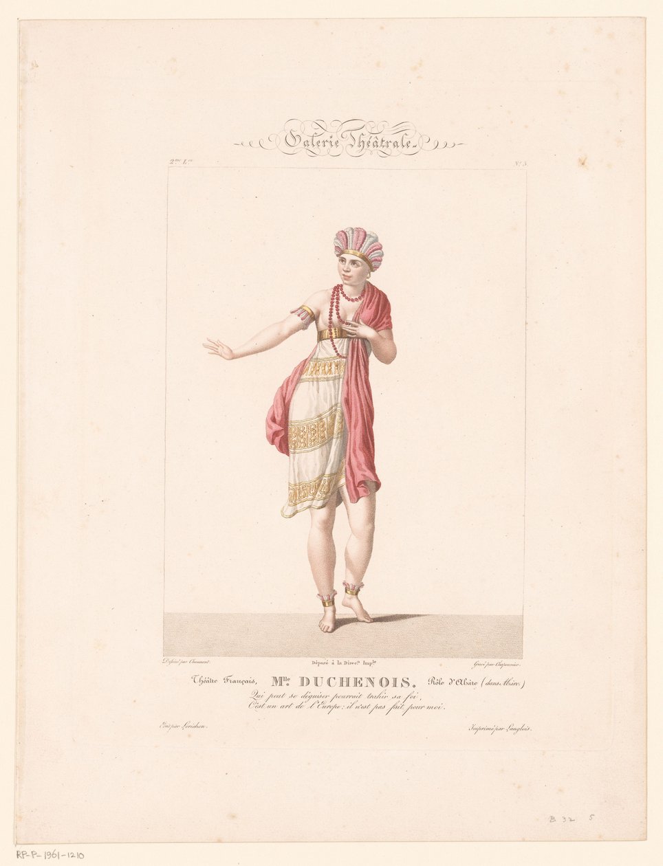 Portret van mevrouw Duchenois in de rol van Alzire Panna Duchenois. Rôle d