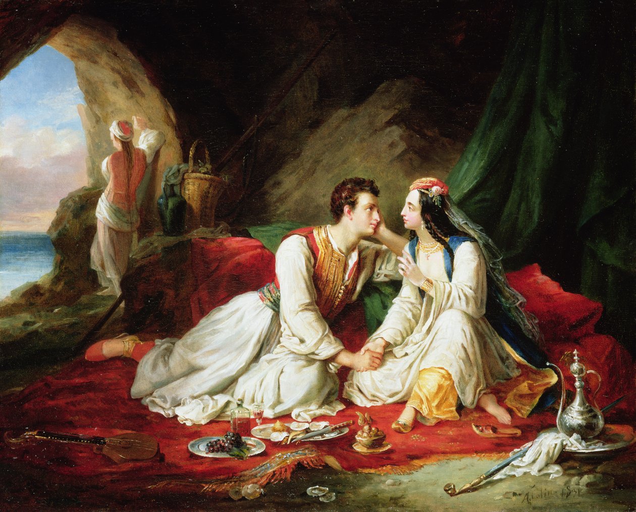 Byron jako Don Juan, z Haidee, 1831 autorstwa Alexandre Colin