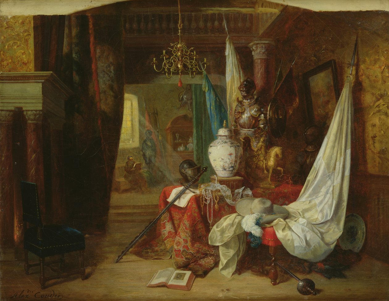 Wnętrze, romantyczne bibeloty autorstwa Alexandre Couder