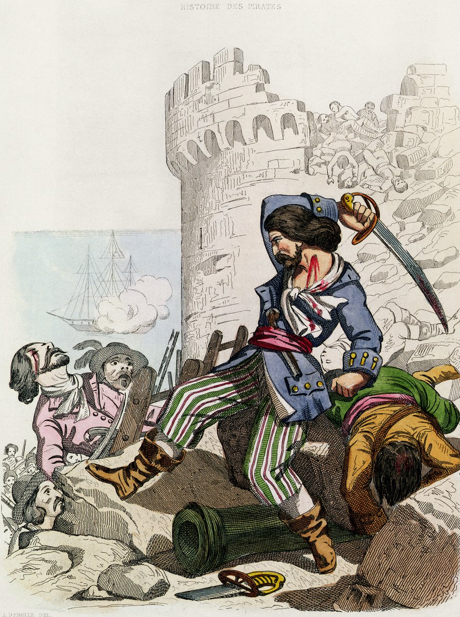 Kawaler de Gramont, z „Histoire des Pirates” P. Christiana, sztych. A. Catel, 1852 autorstwa Alexandre Debelle