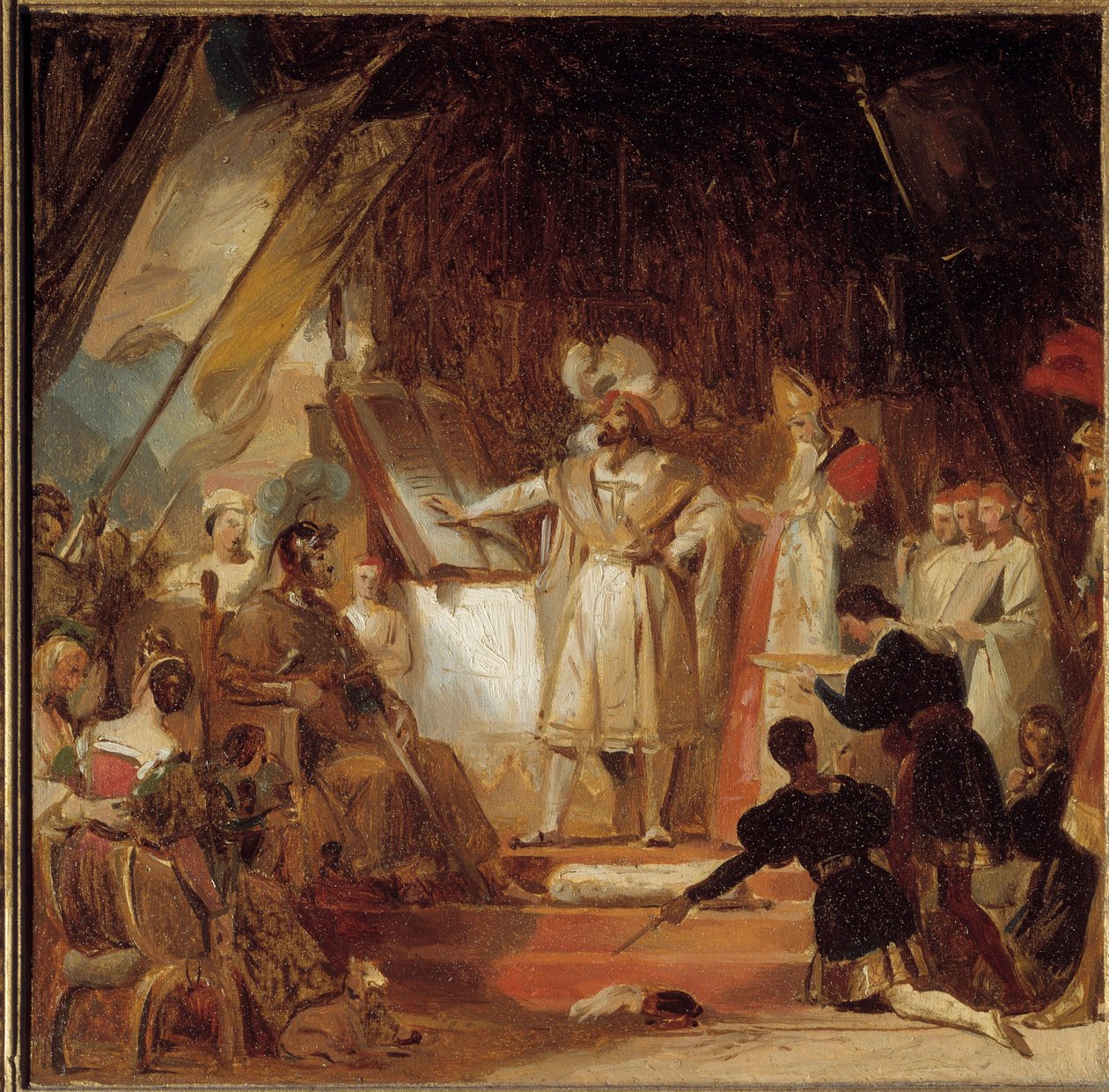Rycerz z bronią Francois I autorstwa Bayarda (XVI wiek). 20 stycznia 1515 r. Francois I mianował Bayarda generałem porucznikiem Dauphiné. W Marignan, w wieczór zwycięstwa, Francois chciałem zabrać „porządek rycerski z jego ręki”. Tak więc następne m autorstwa Alexandre Evariste Fragonard