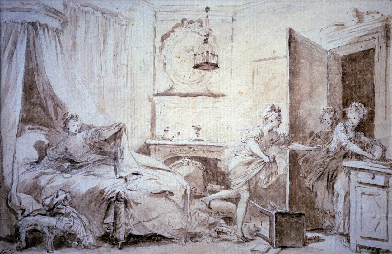 Ma shirt burn Rysunek w praniu autorstwa Alexandre Evariste Fragonard (1780-1850) XVIII w. Niedz. 0,24x0,37 m Paryż, musee du Louvre autorstwa Alexandre Evariste Fragonard