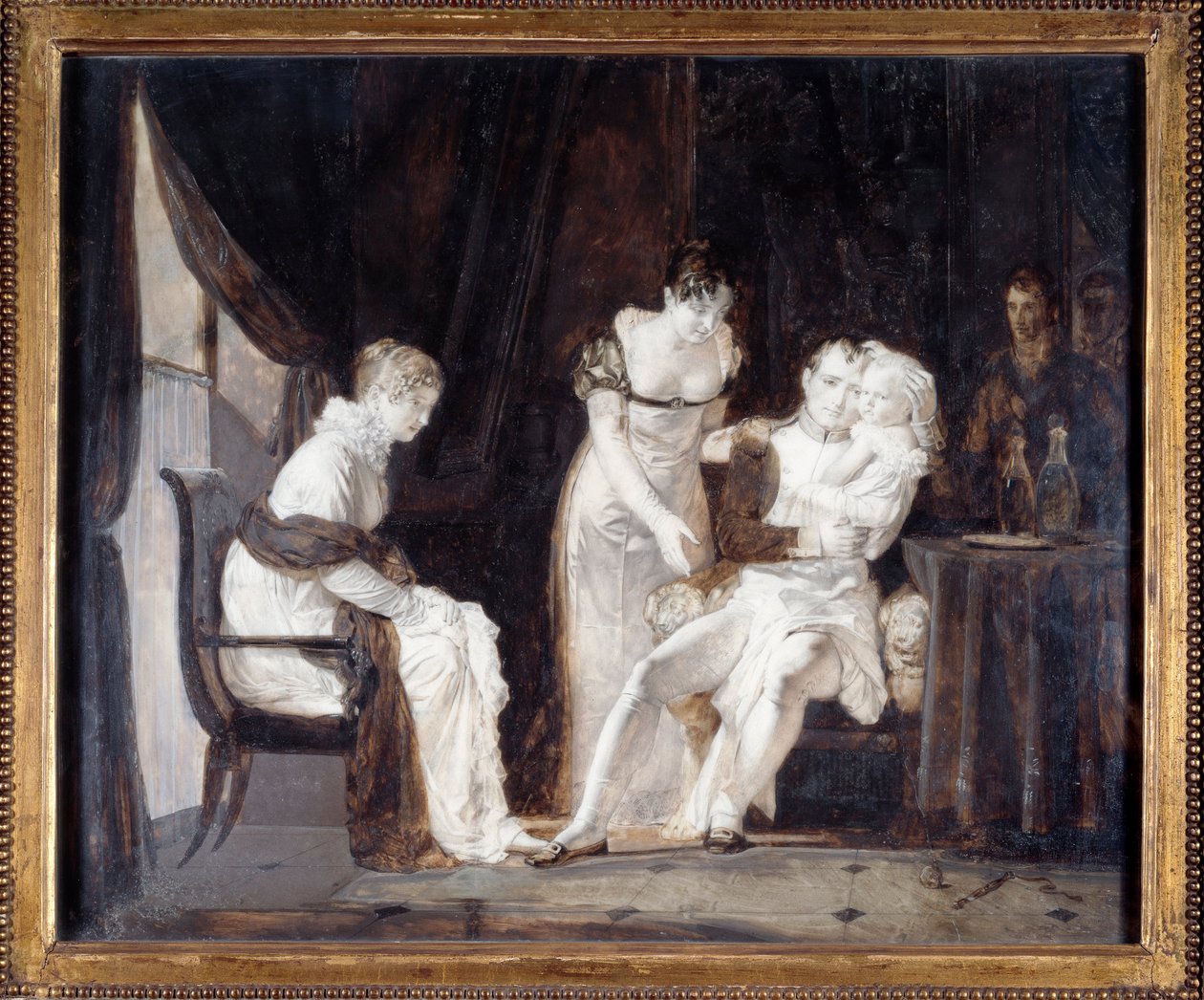 Napoleon z królem Rzymu. Napoleon I Bonaparte (1769-1821), jego żona Marie-Louise z Austrii (1791-1847), aw ramionach ich syn Napoleon II zwany królem Rzymu lub Aiglon (1811-1832). Obraz Alexandre Evariste Fragonarda (1780-1850) autorstwa Alexandre Evariste Fragonard