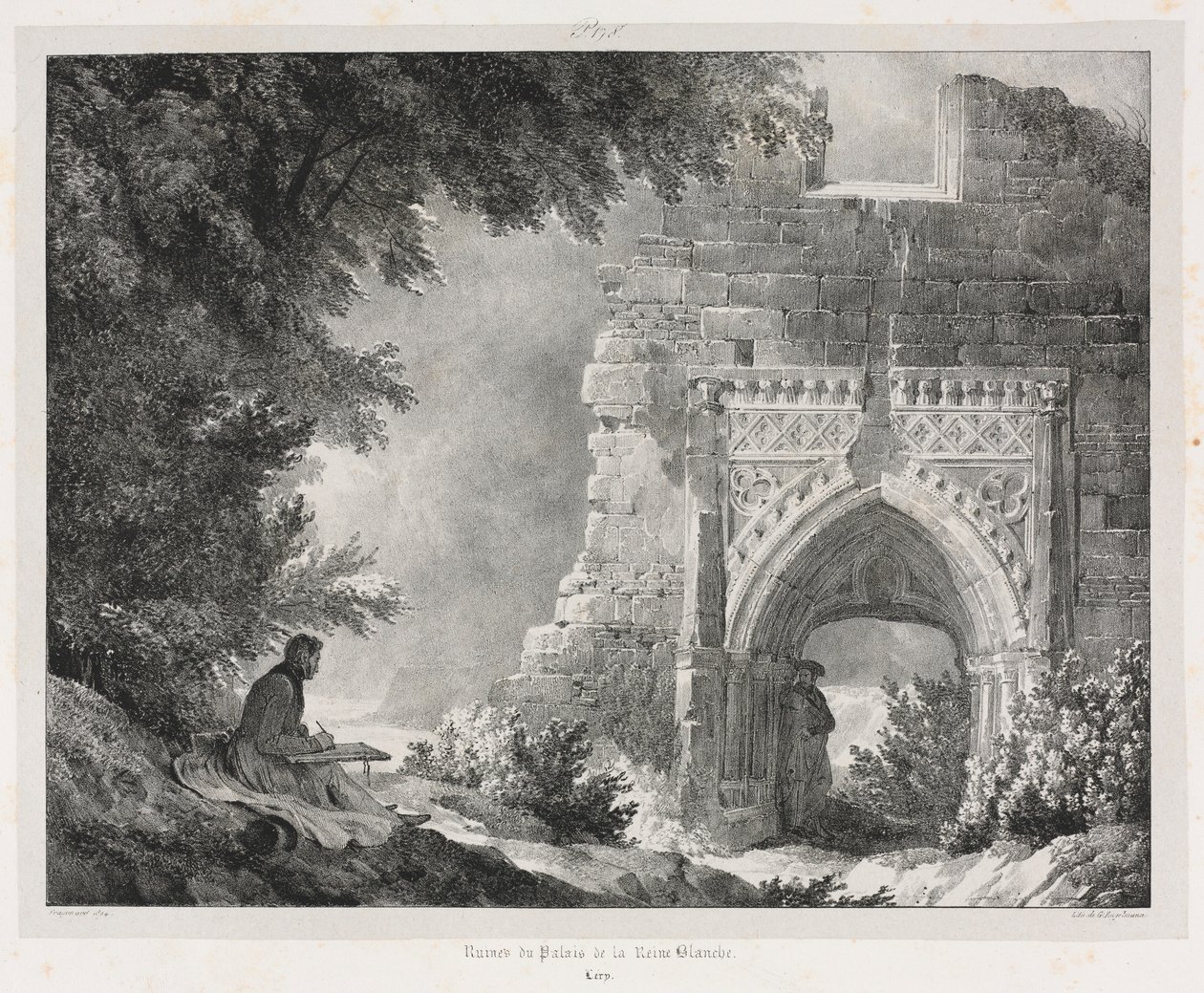 Malownicze i romantyczne podróże w Starej Francji: Ruiny Pałacu Białej Królowej, 1824. autorstwa Alexandre Evariste Fragonard