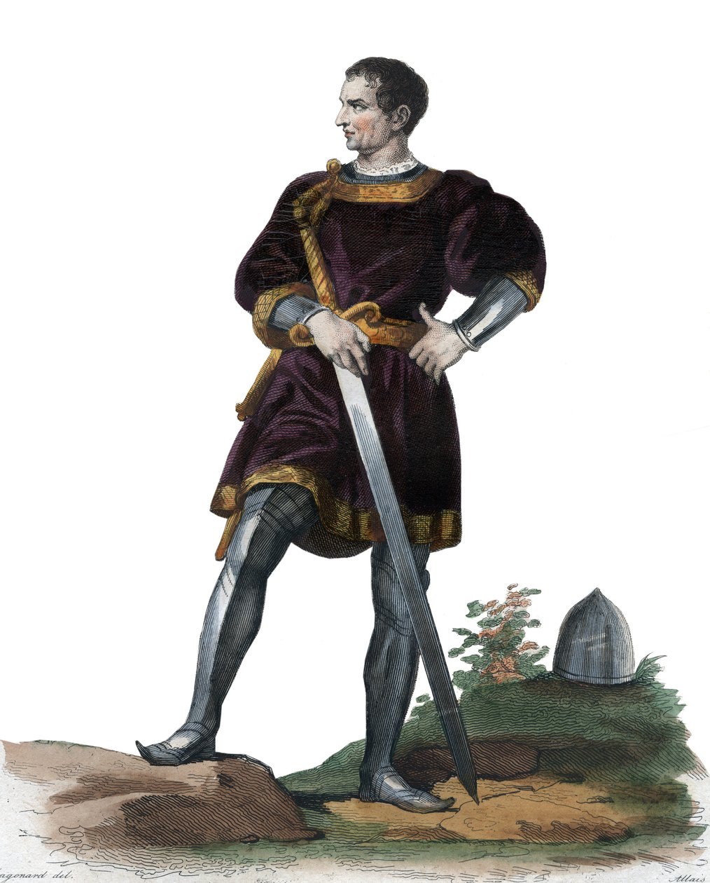 Portret Oliviera V autorstwa Clissona (1336-1407), francuski konstabl. ilustracja z „” Francuskiego Plutarcha”” Edmonda Mennechet autorstwa Alexandre Evariste Fragonard