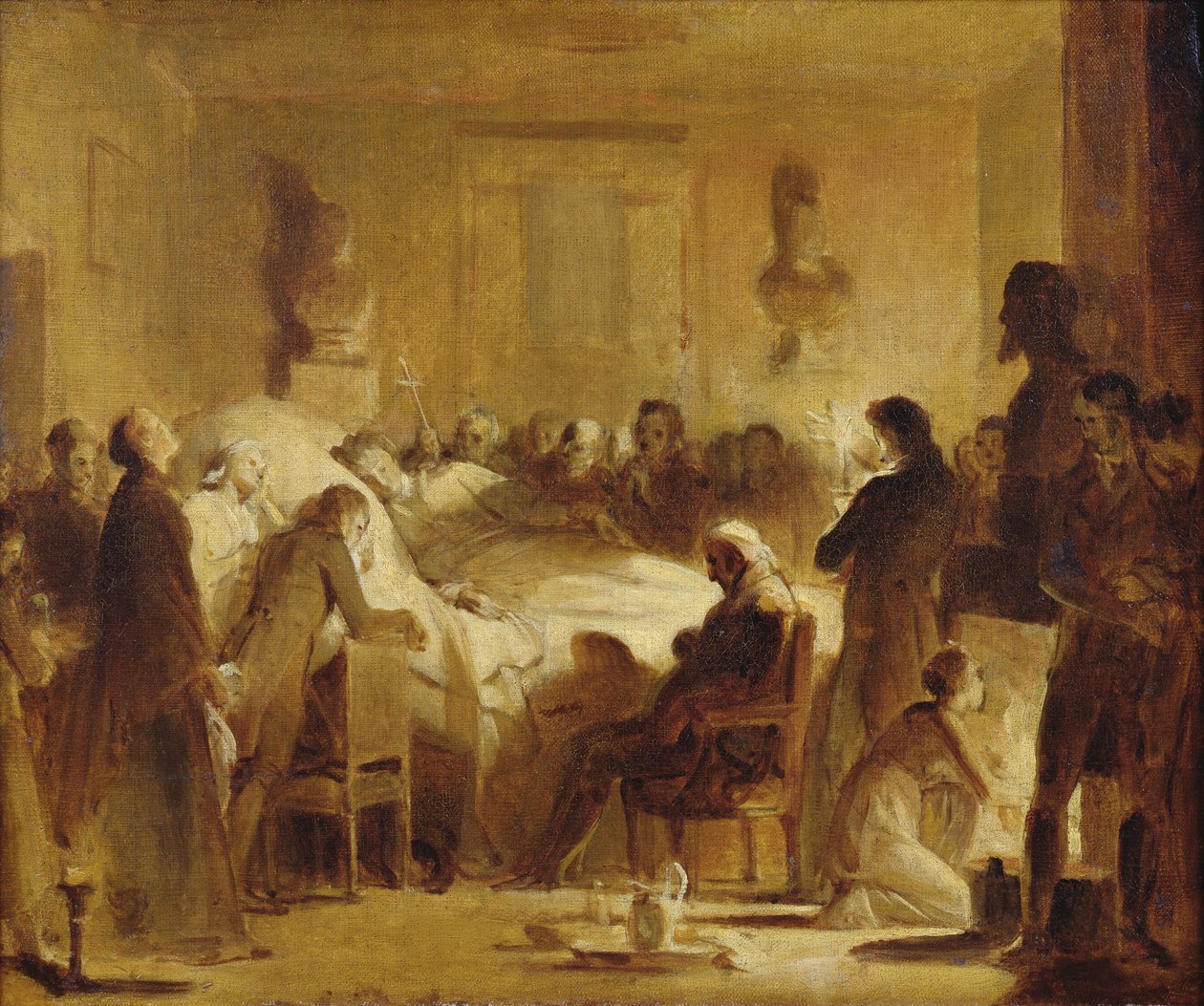 Ostatnie chwile Karola-Ferdynanda z Francji (1778-1820) w Sali Administracyjnej Opery Paryskiej, 14 lutego 1820, 1820-50 autorstwa Alexandre Evariste Fragonard